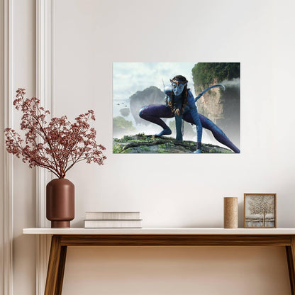 Avatar 2009 Movie Poster | Neytiri Crouching on a Mountain Ledge - Movies & TV Poster