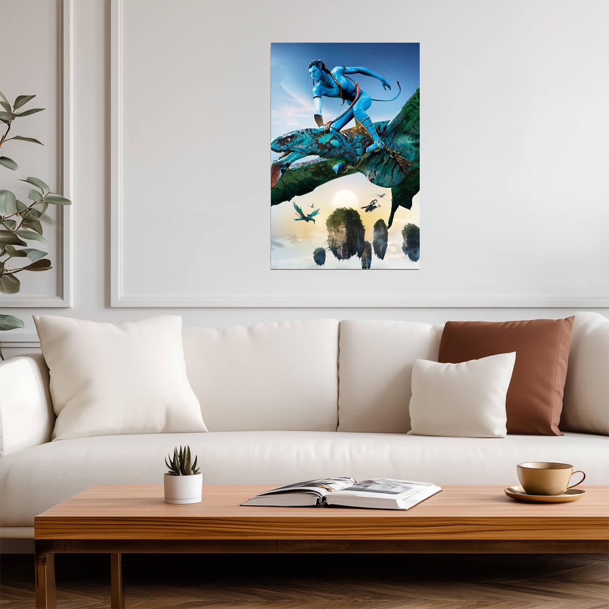 Avatar 2009 Movie Poster | Neytiri Riding a Banshee - Movies & TV Poster