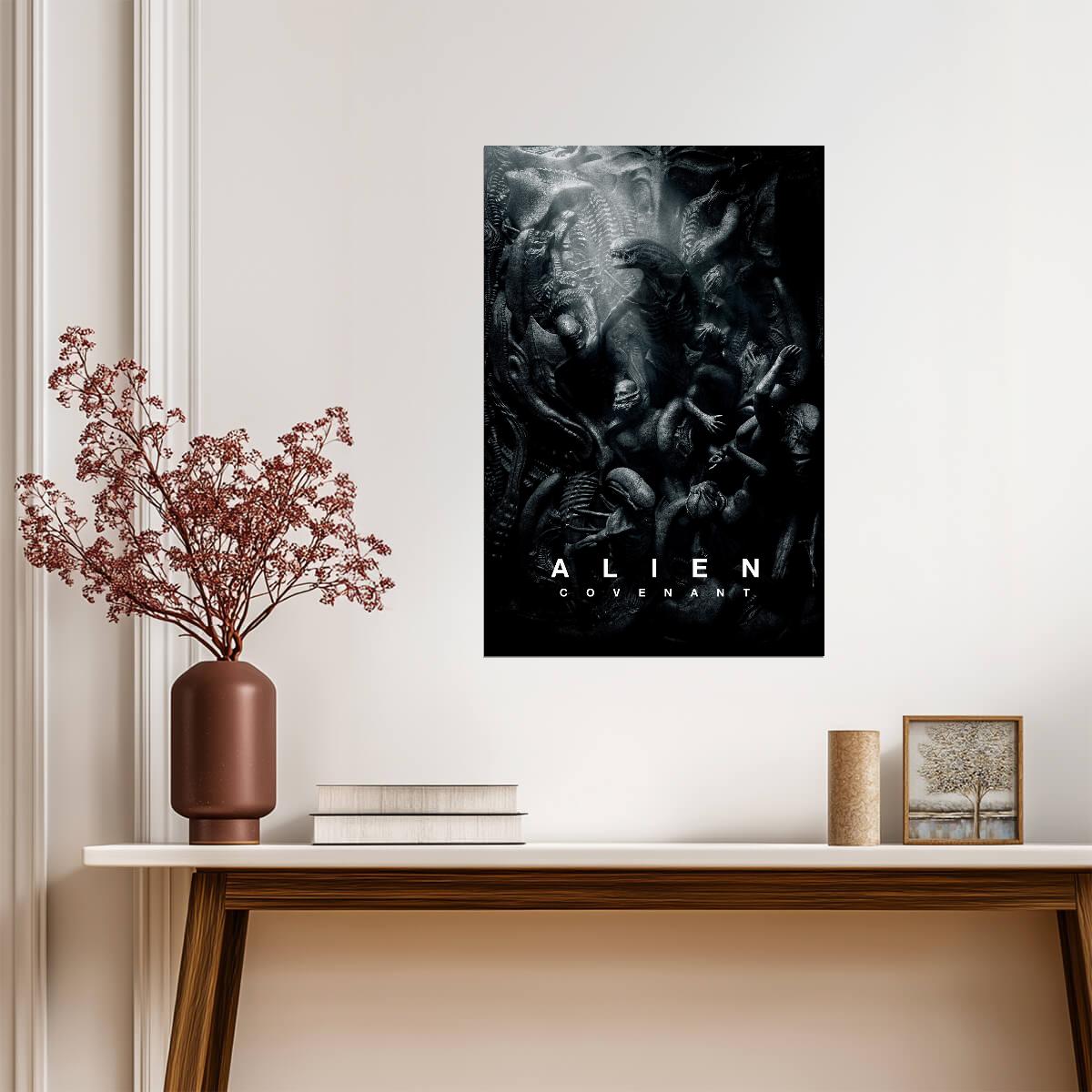 Alien Covenant Horror Movie Poster | Xenomorph Collage | Black and White Illustration - Movies & TV Poster