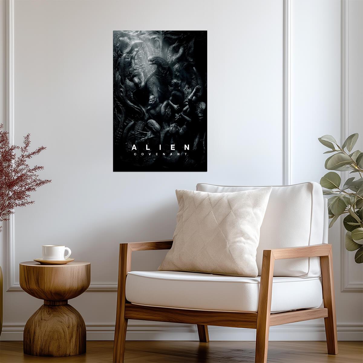 Alien Covenant Horror Movie Poster | Xenomorph Collage | Black and White Illustration - Movies & TV Poster