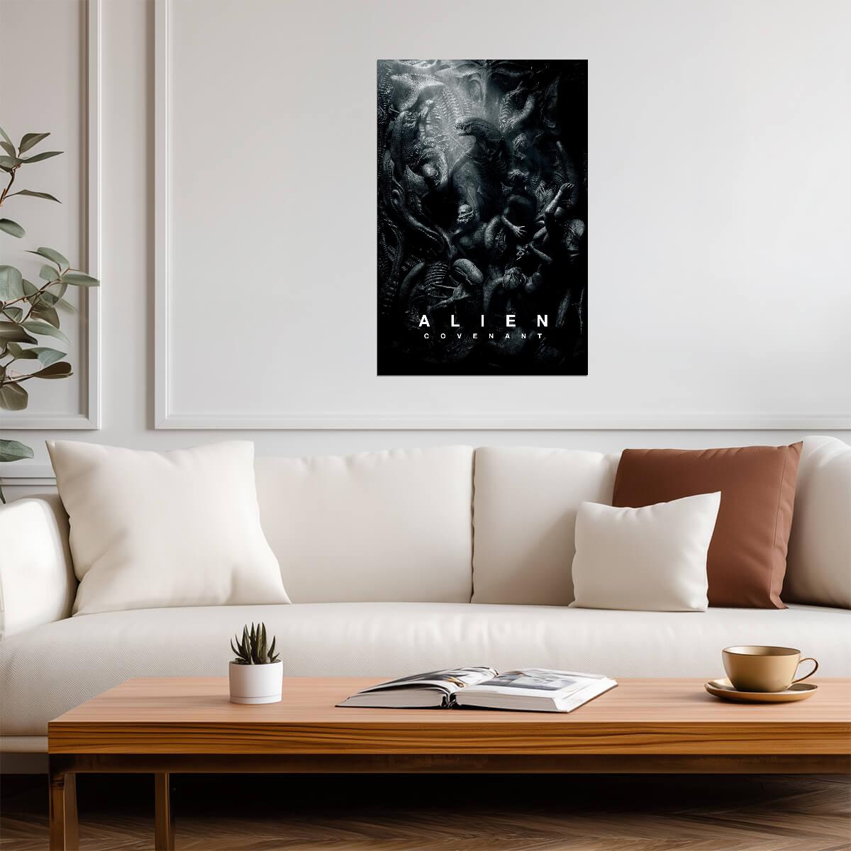 Alien Covenant Horror Movie Poster | Xenomorph Collage | Black and White Illustration - Movies & TV Poster