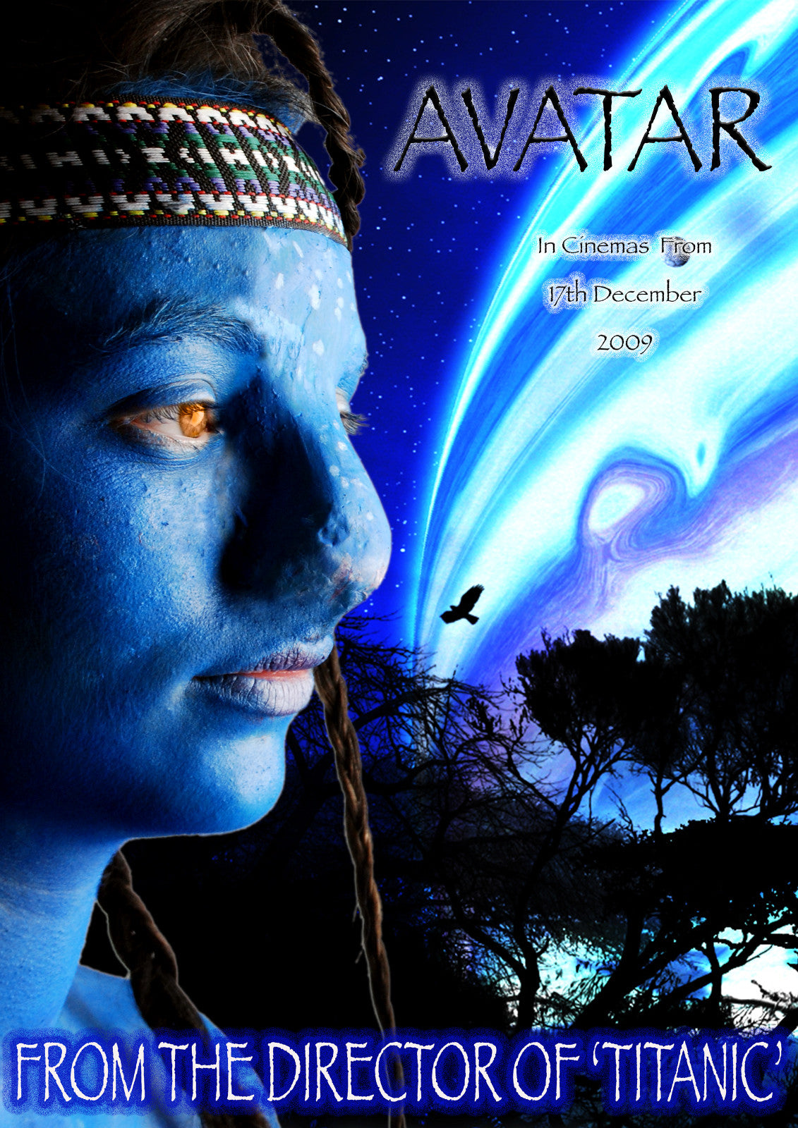 Avatar 2009 Movie Poster | Neytiri Side Profile and Night Sky - Movies & TV Poster