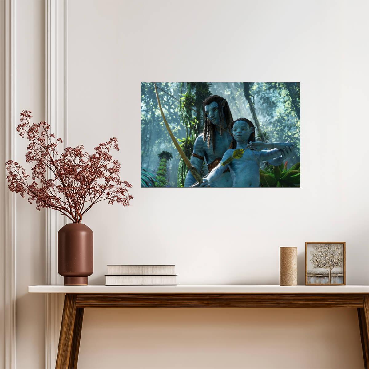 Avatar The Way of Water Movie Poster | Jake Sully with Bow and Child - Movies & TV Poster