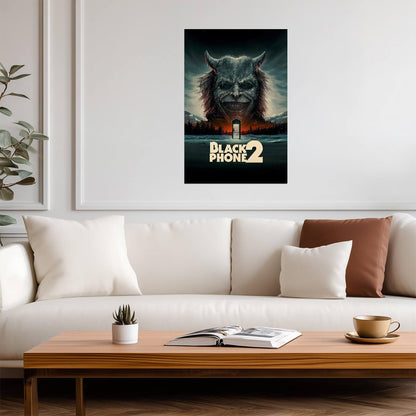 Black Phone 2 Movie Poster | The Grabber Above a Snowy Doorway - Movies & TV Poster