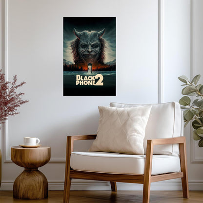 Black Phone 2 Movie Poster | The Grabber Above a Snowy Doorway - Movies & TV Poster