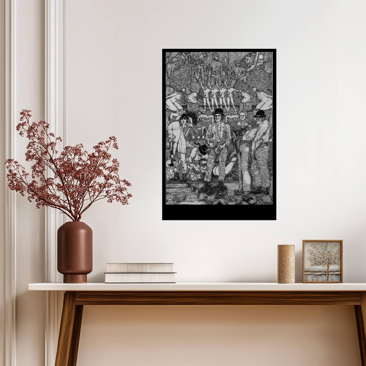 A Clockwork Orange Poster | Korova Milk Bar | Black and White Drawing - Movies & TV Poster