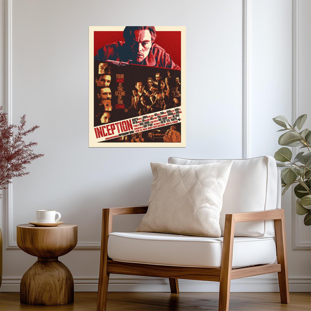 Inception Movie Poster | Red and Black Cast Collage - Movies & TV Poster