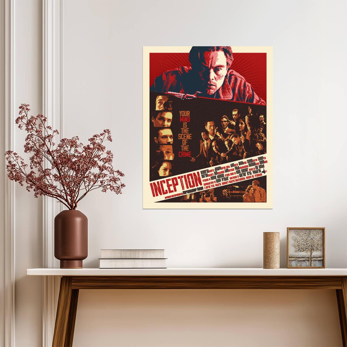 Inception Movie Poster | Red and Black Cast Collage - Movies & TV Poster