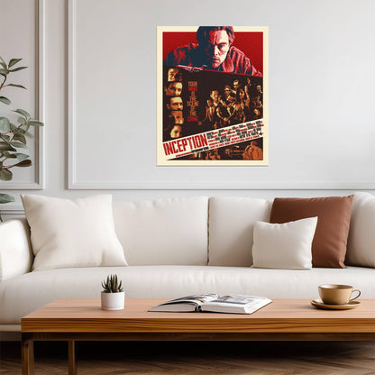 Inception Movie Poster | Red and Black Cast Collage - Movies & TV Poster