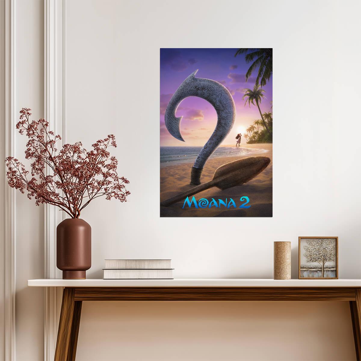 Moana 2 Movie Poster | Fishhook on the Beach - Movies & TV Poster