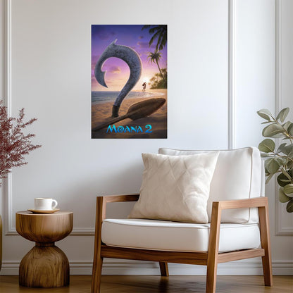 Moana 2 Movie Poster | Fishhook on the Beach - Movies & TV Poster