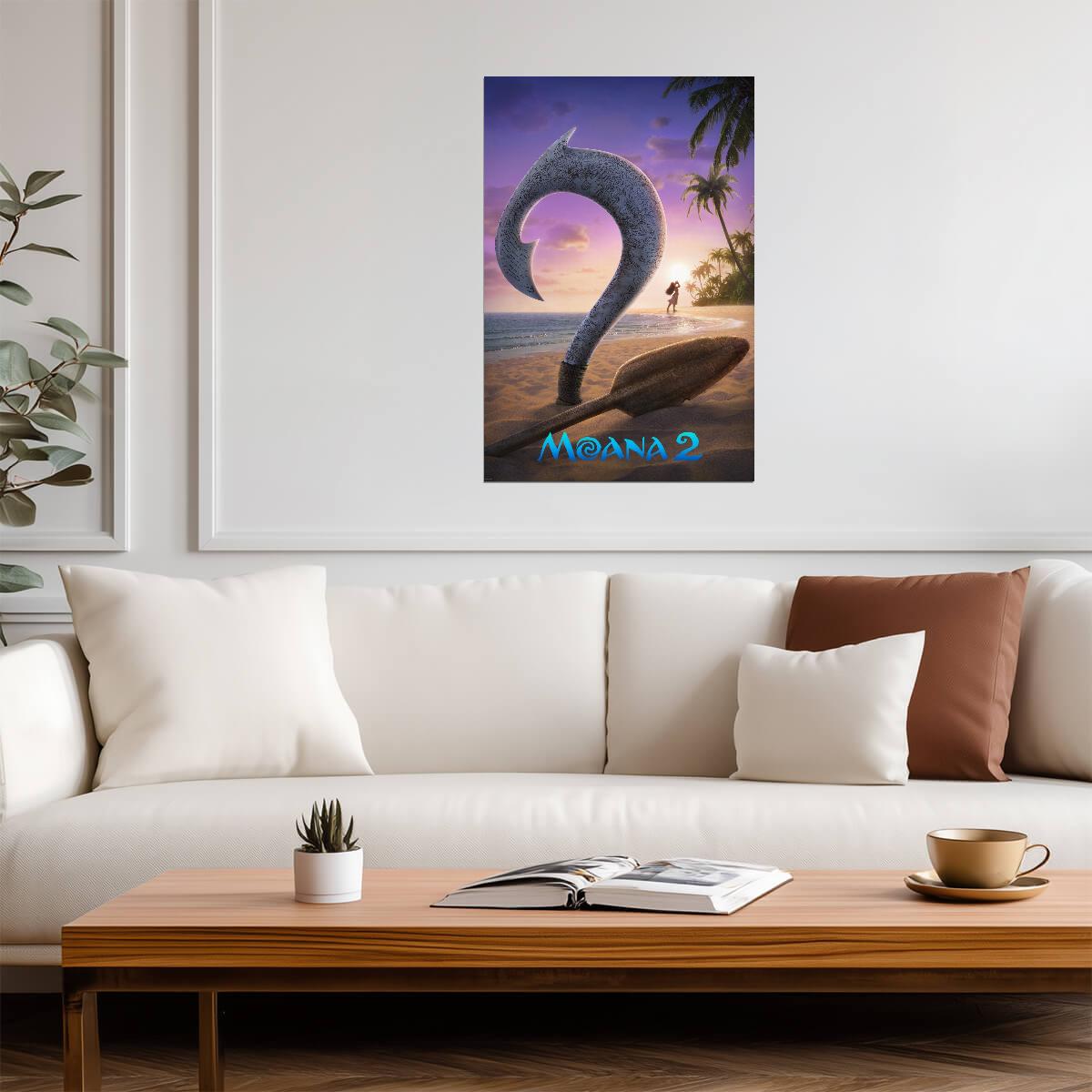Moana 2 Movie Poster | Fishhook on the Beach - Movies & TV Poster
