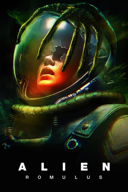 Alien Romulus Horror Movie Poster | Facehugger on a Space Helmet - Movies & TV Poster