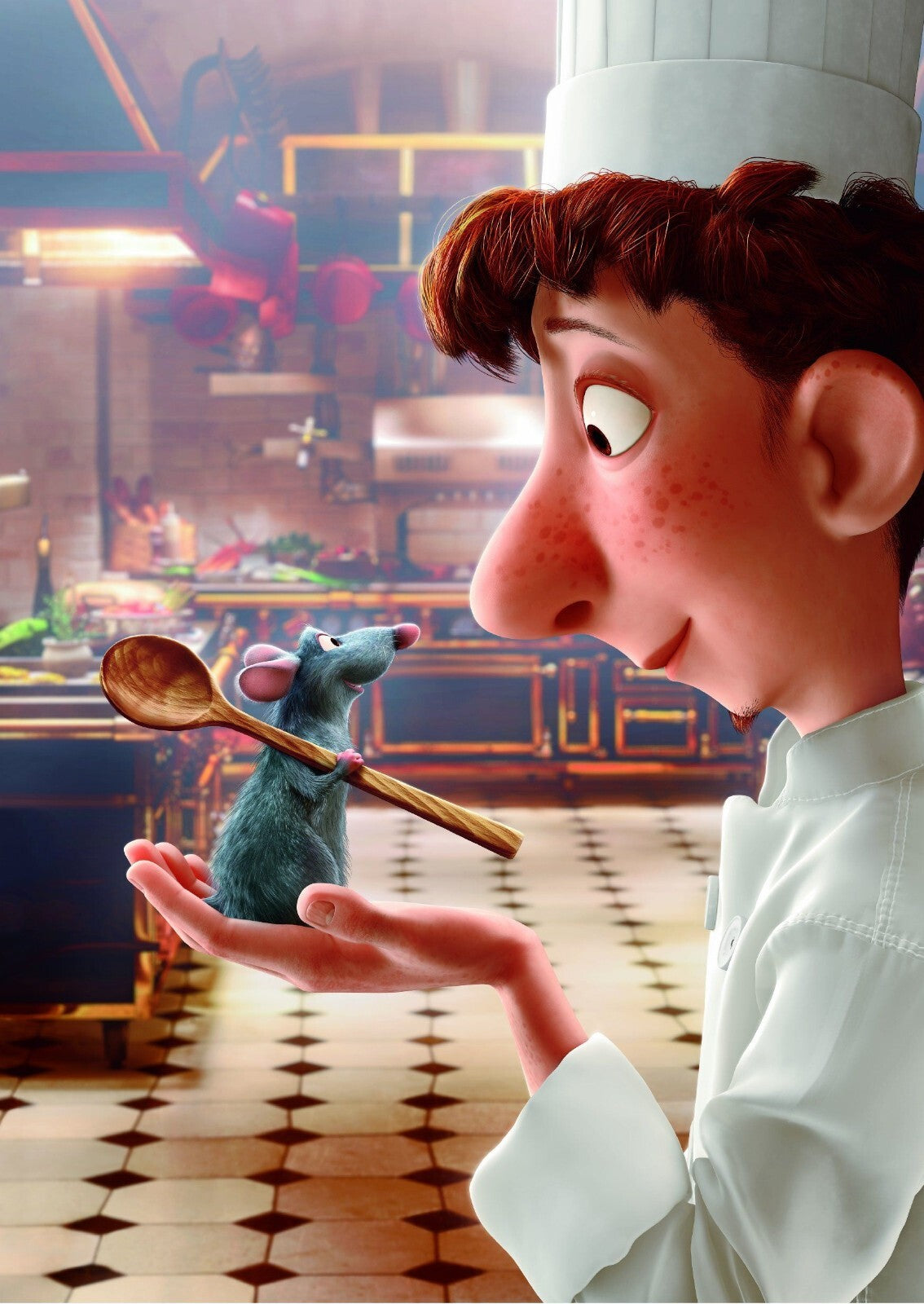 Ratatouille Movie Poster | Linguini Holding Remy in the Kitchen - Movies & TV Poster