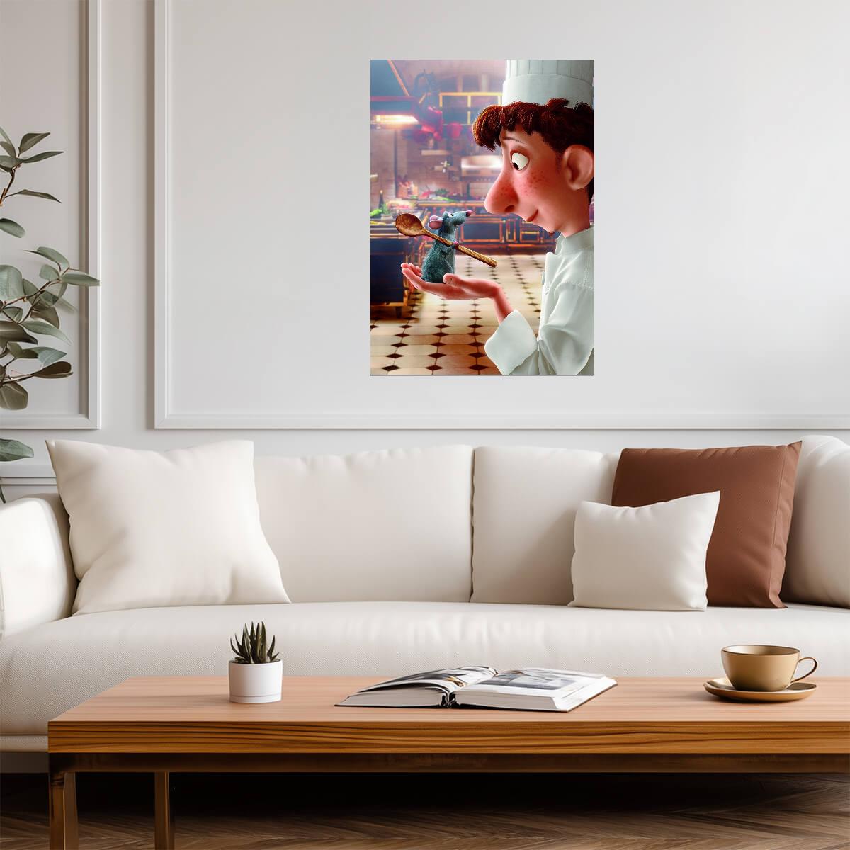 Ratatouille Movie Poster | Linguini Holding Remy in the Kitchen - Movies & TV Poster