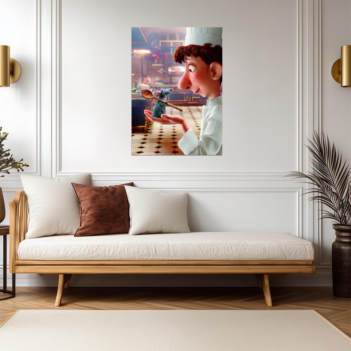 Ratatouille Movie Poster | Linguini Holding Remy in the Kitchen - Movies & TV Poster