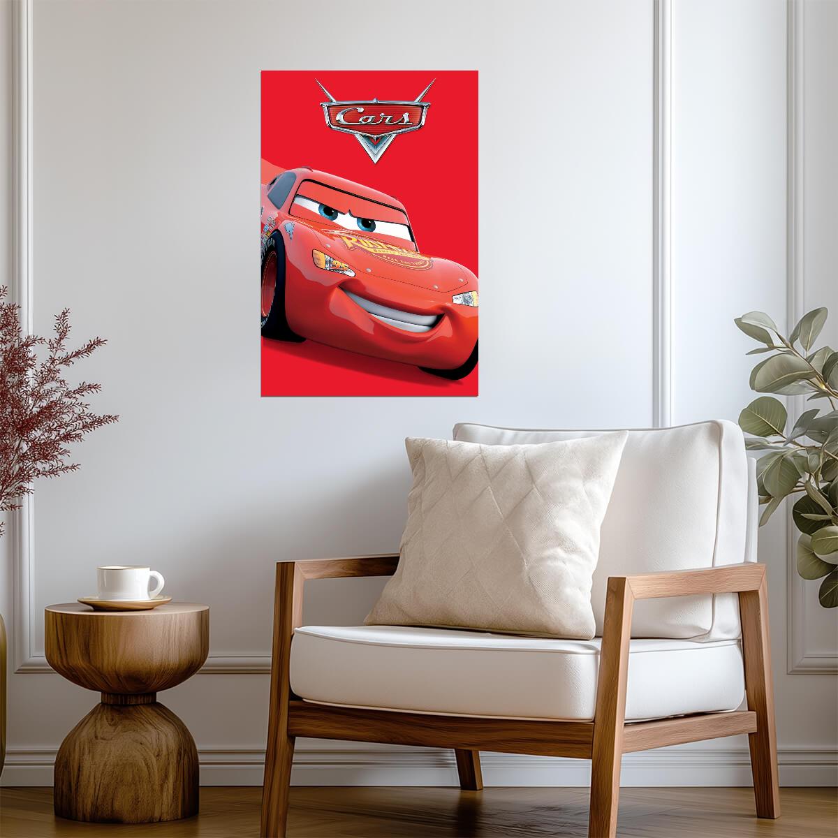 Cars 2006 Movie Poster | Lightning McQueen on Red - Movies & TV Poster