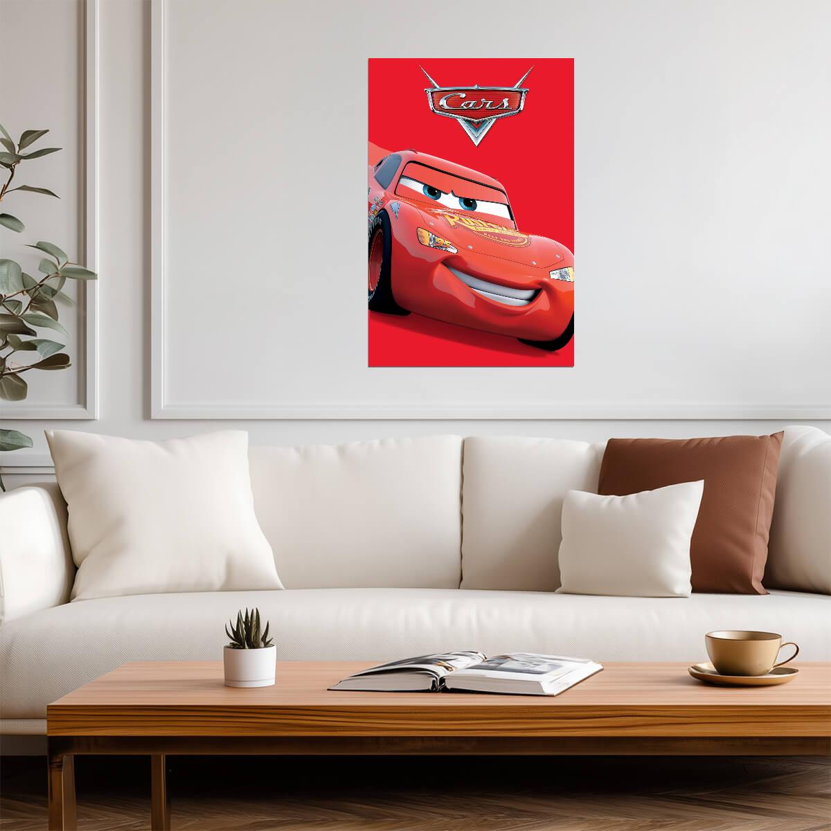 Cars 2006 Movie Poster | Lightning McQueen on Red - Movies & TV Poster