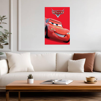 Cars 2006 Movie Poster | Lightning McQueen on Red - Movies & TV Poster