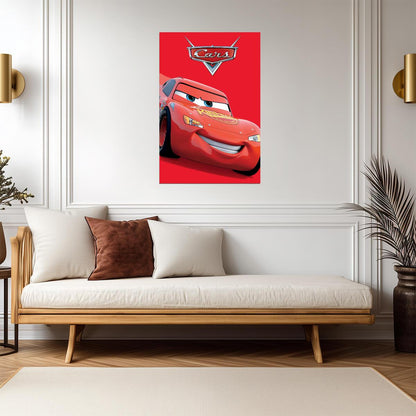 Cars 2006 Movie Poster | Lightning McQueen on Red - Movies & TV Poster