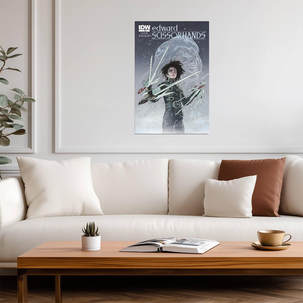 Edward Scissorhands Poster | Snowy Comic Cover Portrait - Graphic & Art Poster
