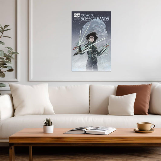 Edward Scissorhands Poster | Snowy Comic Cover Portrait - Graphic & Art Poster