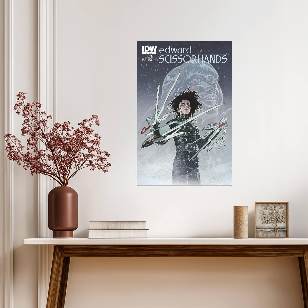 Edward Scissorhands Poster | Snowy Comic Cover Portrait - Graphic & Art Poster