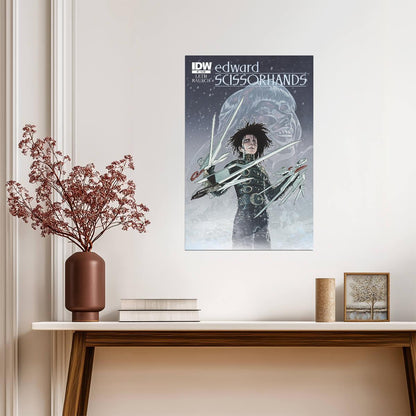 Edward Scissorhands Poster | Snowy Comic Cover Portrait - Graphic & Art Poster