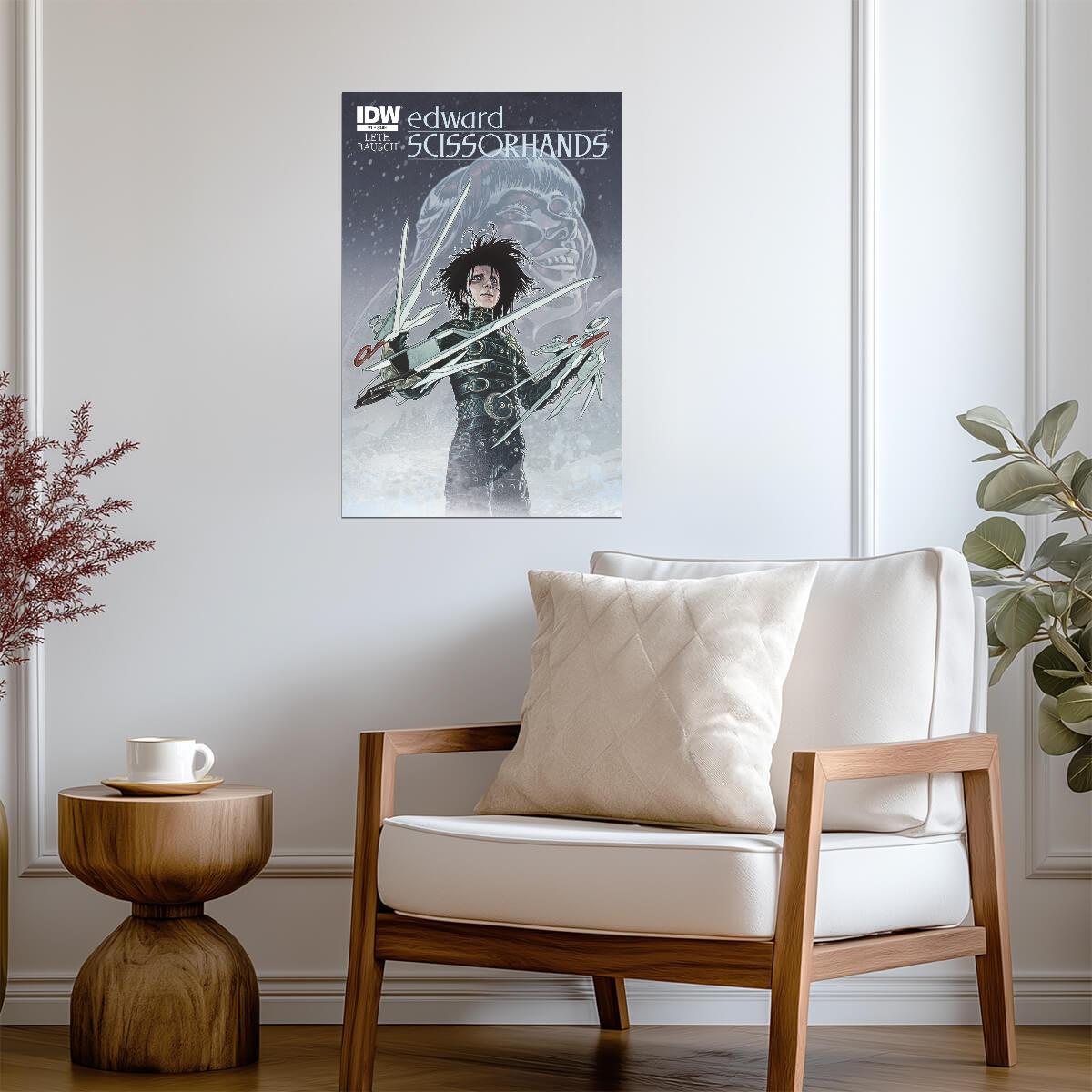Edward Scissorhands Poster | Snowy Comic Cover Portrait - Graphic & Art Poster