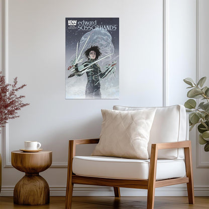 Edward Scissorhands Poster | Snowy Comic Cover Portrait - Graphic & Art Poster