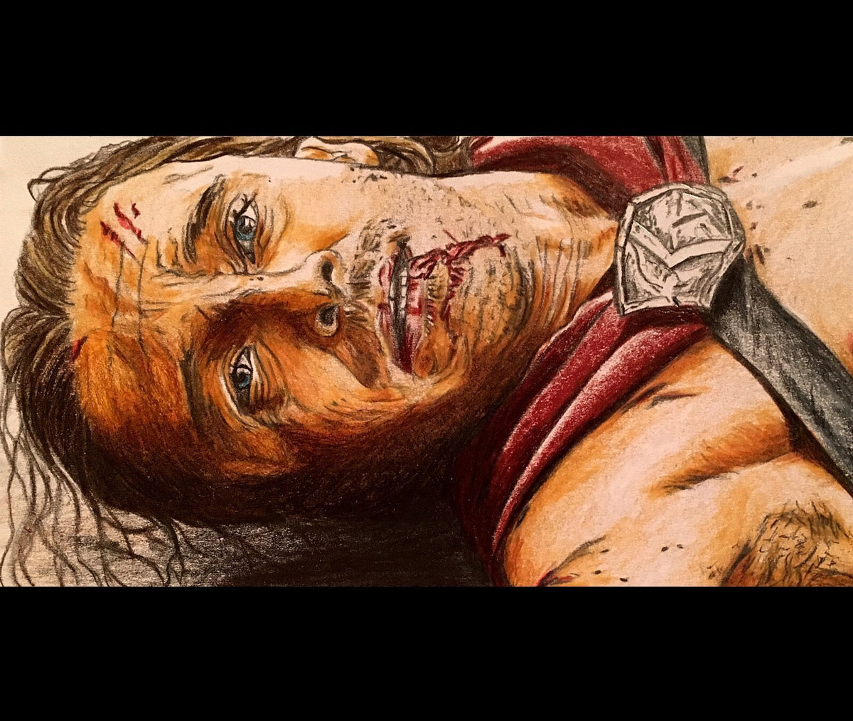 300 Poster | Gerard Butler as Leonidas | Wounded Battle Scene Print - Movies & TV Poster