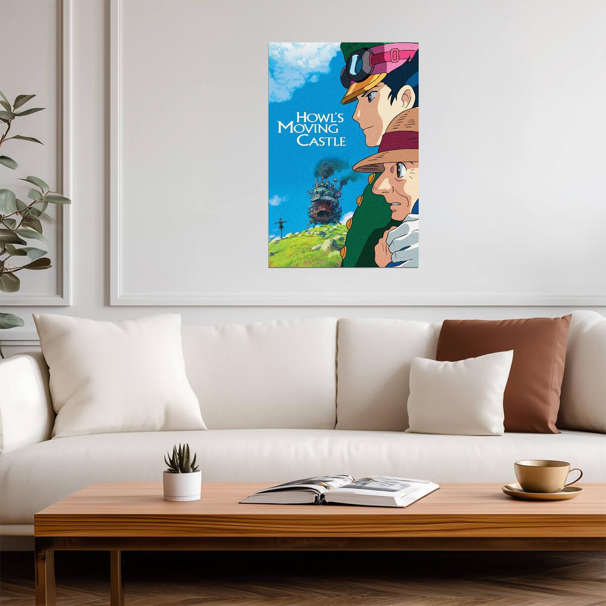 Howl's Moving Castle Movie Poster | Sophie and the Castle | Blue Sky Portrait Collage - Anime Poster