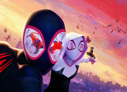 Spider-Man Across the Spider-Verse Movie Poster | Miles and Gwen Sunset Illustration - Movies & TV Poster