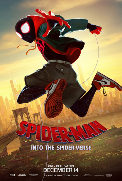 Spider-Man Into the Spider-Verse Movie Poster | Miles Running above Brooklyn - Movies & TV Poster