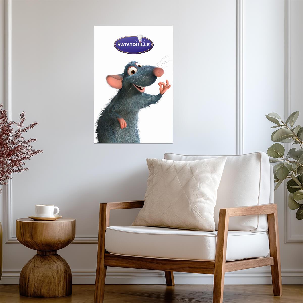 Ratatouille Movie Poster | Remy Gesturing under the Film Logo - Movies & TV Poster