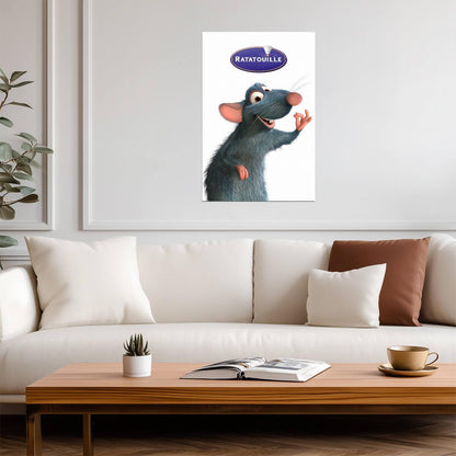 Ratatouille Movie Poster | Remy Gesturing under the Film Logo - Movies & TV Poster