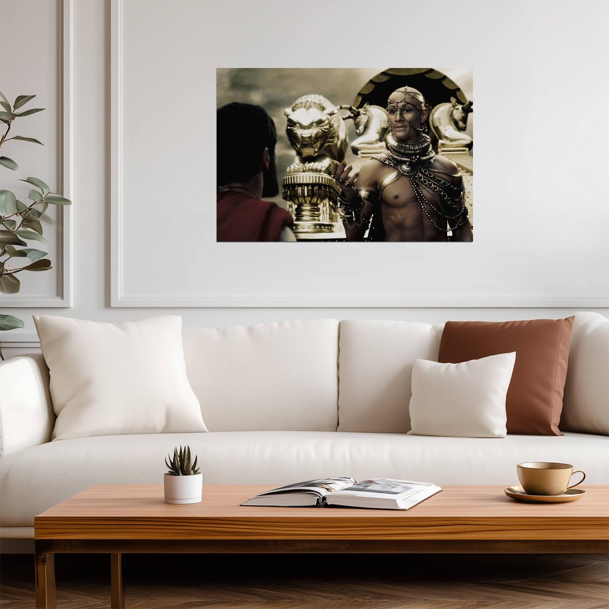 300 Xerxes Poster | Rodrigo Santoro on the Throne Movie Print - Movies & TV Poster
