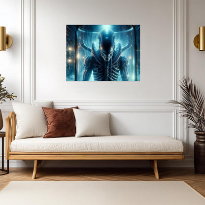Alien Romulus Movie Poster | Xenomorph in a Blue Chamber - Movies & TV Poster