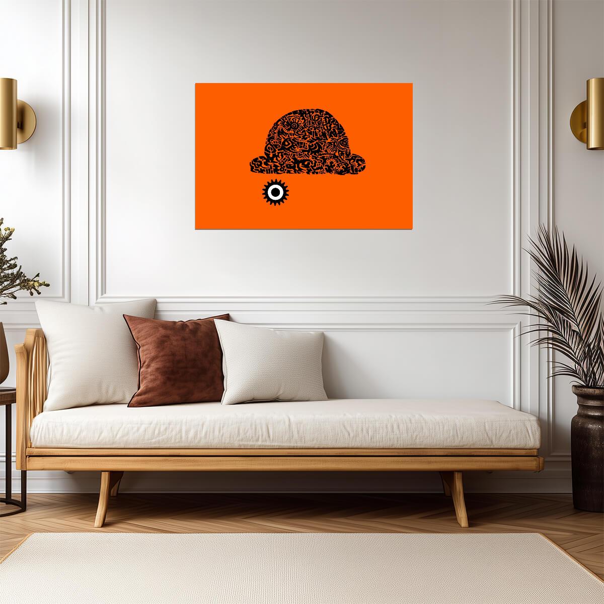 A Clockwork Orange Poster | Bowler Hat Pattern Graphic Print - Movies & TV Poster