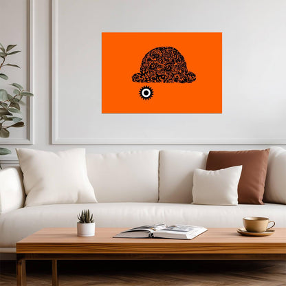 A Clockwork Orange Poster | Bowler Hat Pattern Graphic Print - Movies & TV Poster