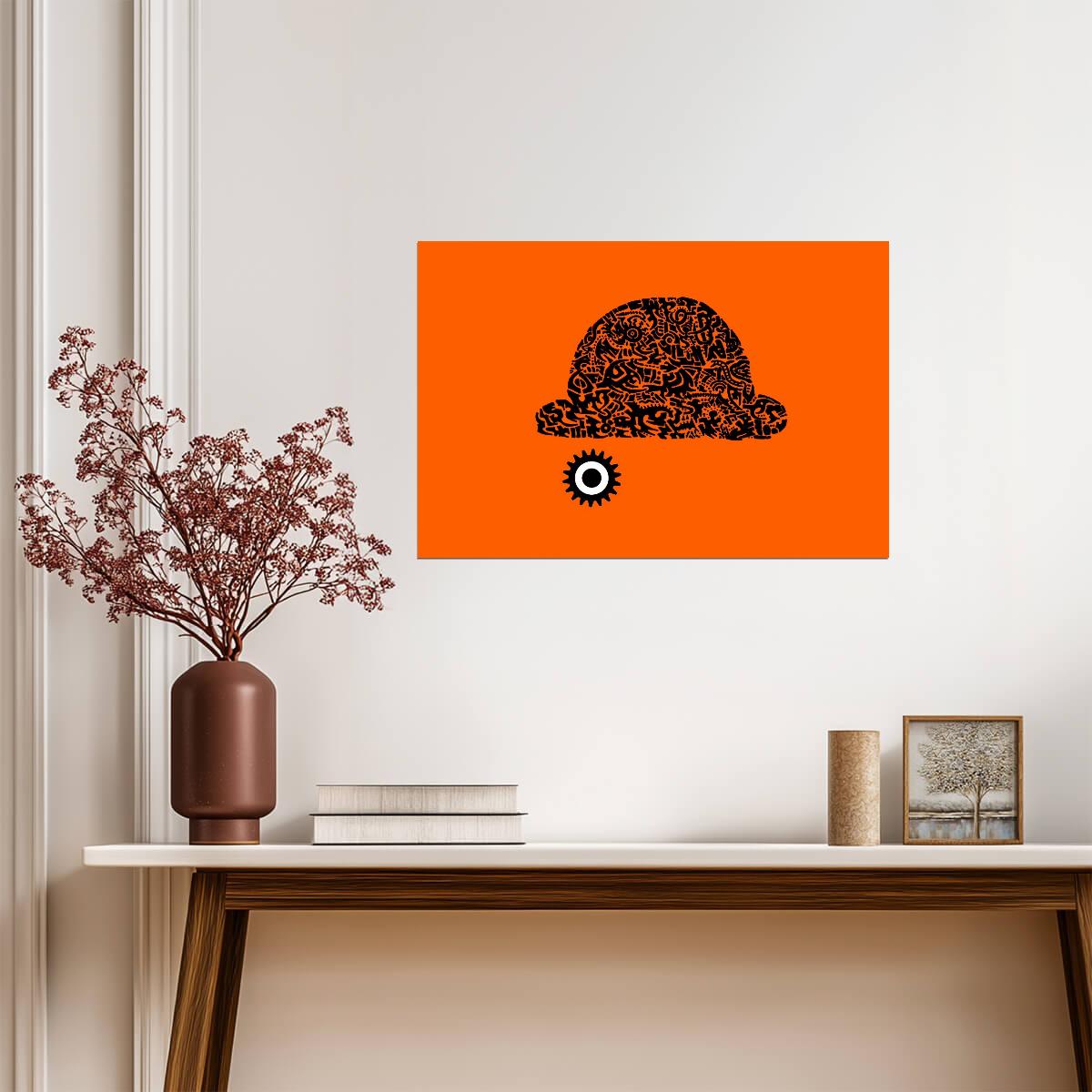 A Clockwork Orange Poster | Bowler Hat Pattern Graphic Print - Movies & TV Poster