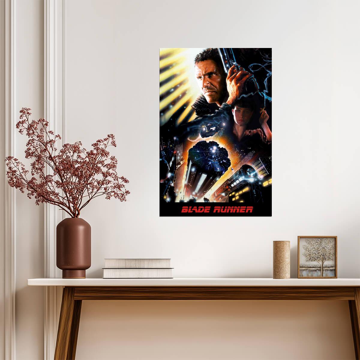 Blade Runner 1982 Movie Poster | Deckard and Rachael Illustrated Montage - Movies & TV Poster
