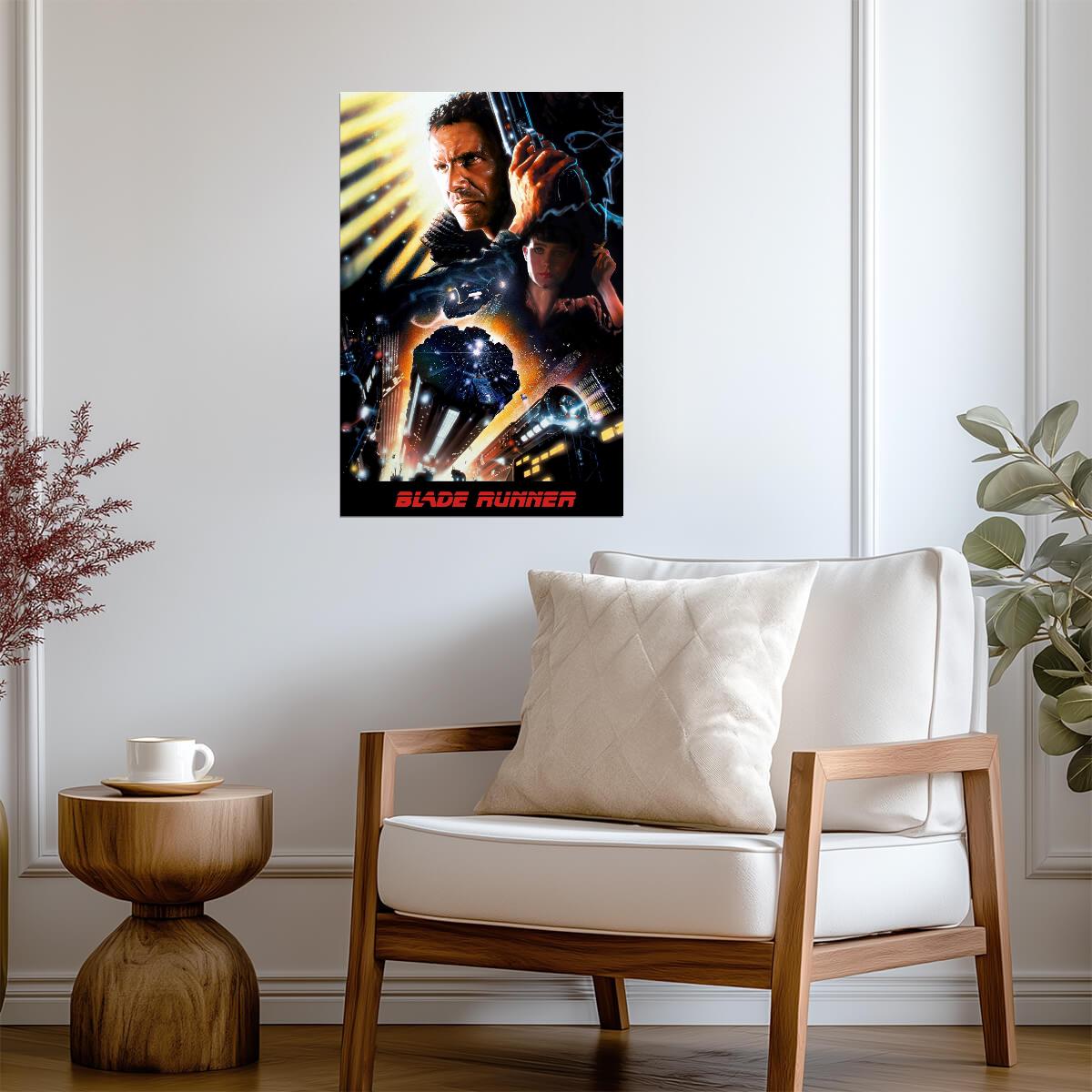 Blade Runner 1982 Movie Poster | Deckard and Rachael Illustrated Montage - Movies & TV Poster