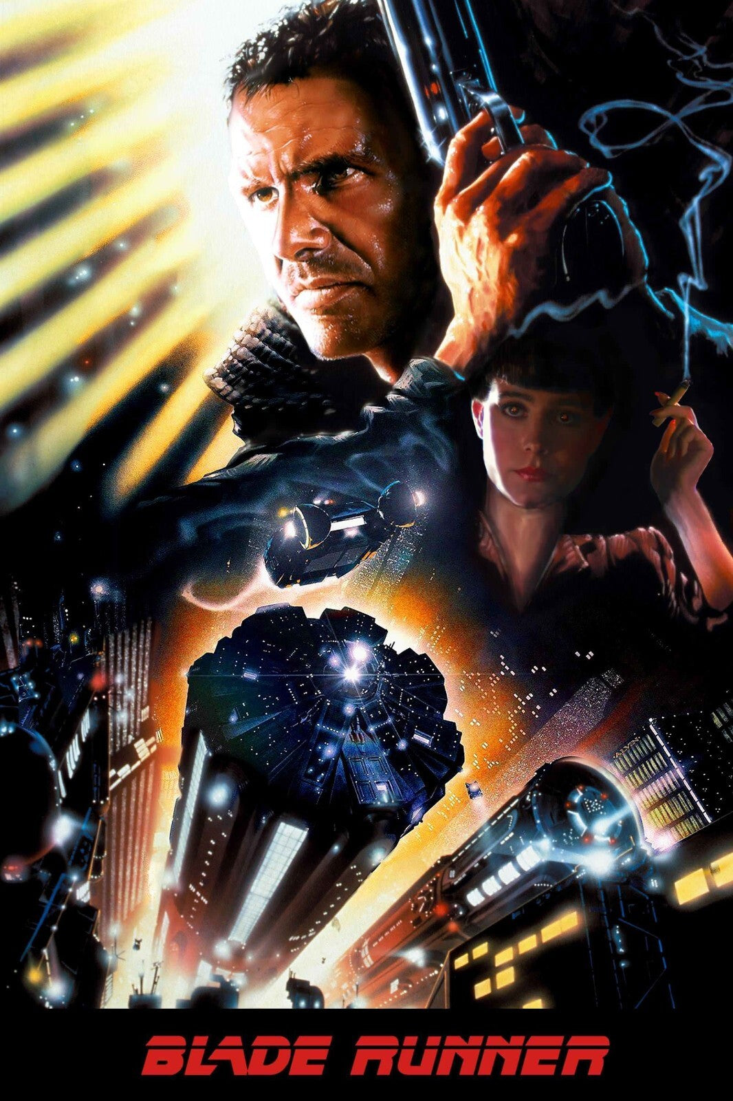 Blade Runner 1982 Movie Poster | Deckard and Rachael Illustrated Montage - Movies & TV Poster