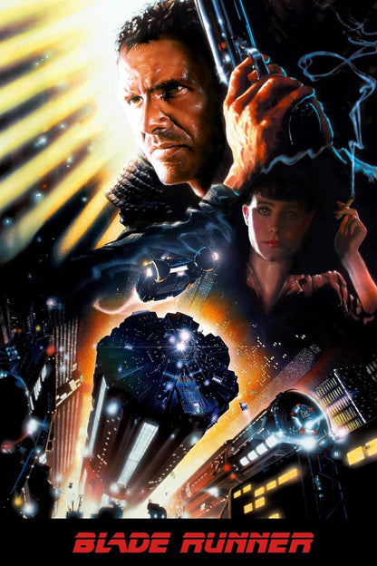 Blade Runner 1982 Movie Poster | Deckard and Rachael Illustrated Montage - Movies & TV Poster