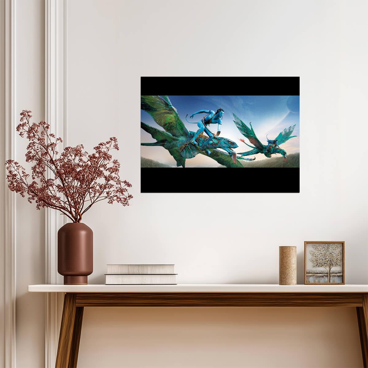 Avatar 2009 Movie Poster | Jake and Neytiri on Banshees - Movies & TV Poster