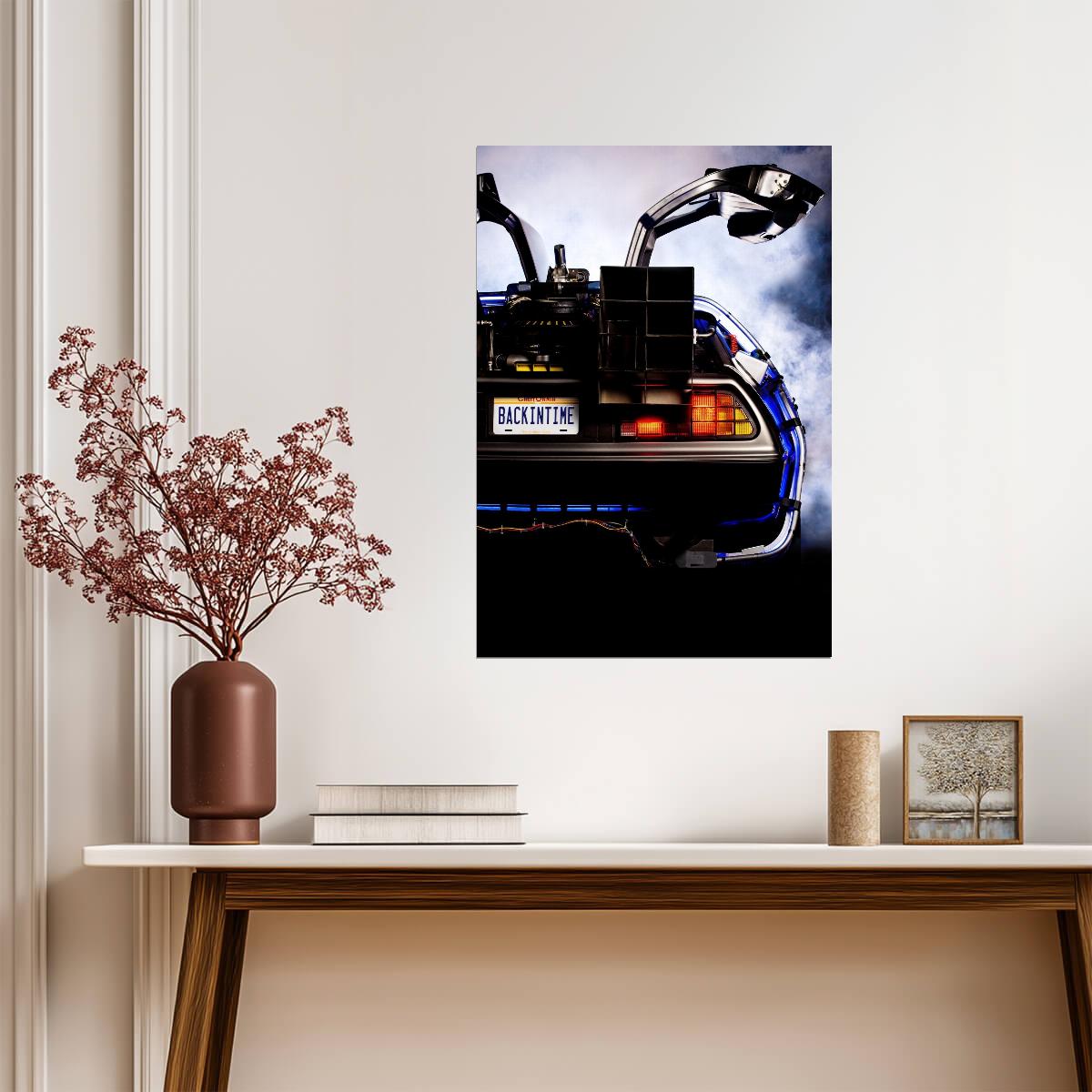 Back to the Future Movie Poster | DeLorean Time Machine Rear View - Movies & TV Poster