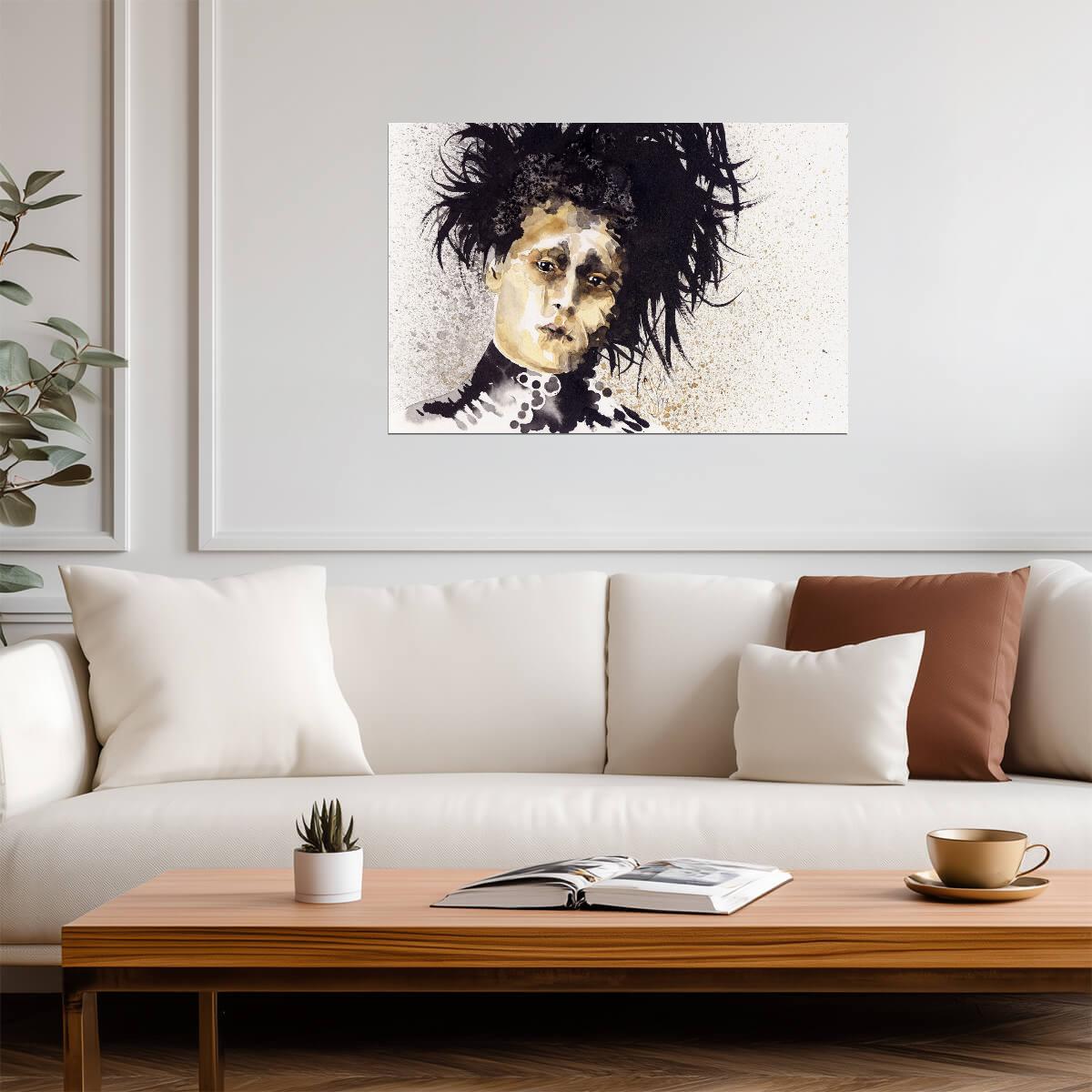 Edward Scissorhands Movie Poster | Johnny Depp Watercolor Portrait - Movies & TV Poster
