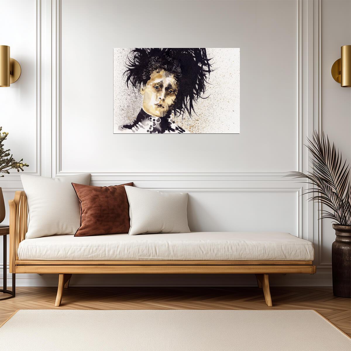 Edward Scissorhands Movie Poster | Johnny Depp Watercolor Portrait - Movies & TV Poster