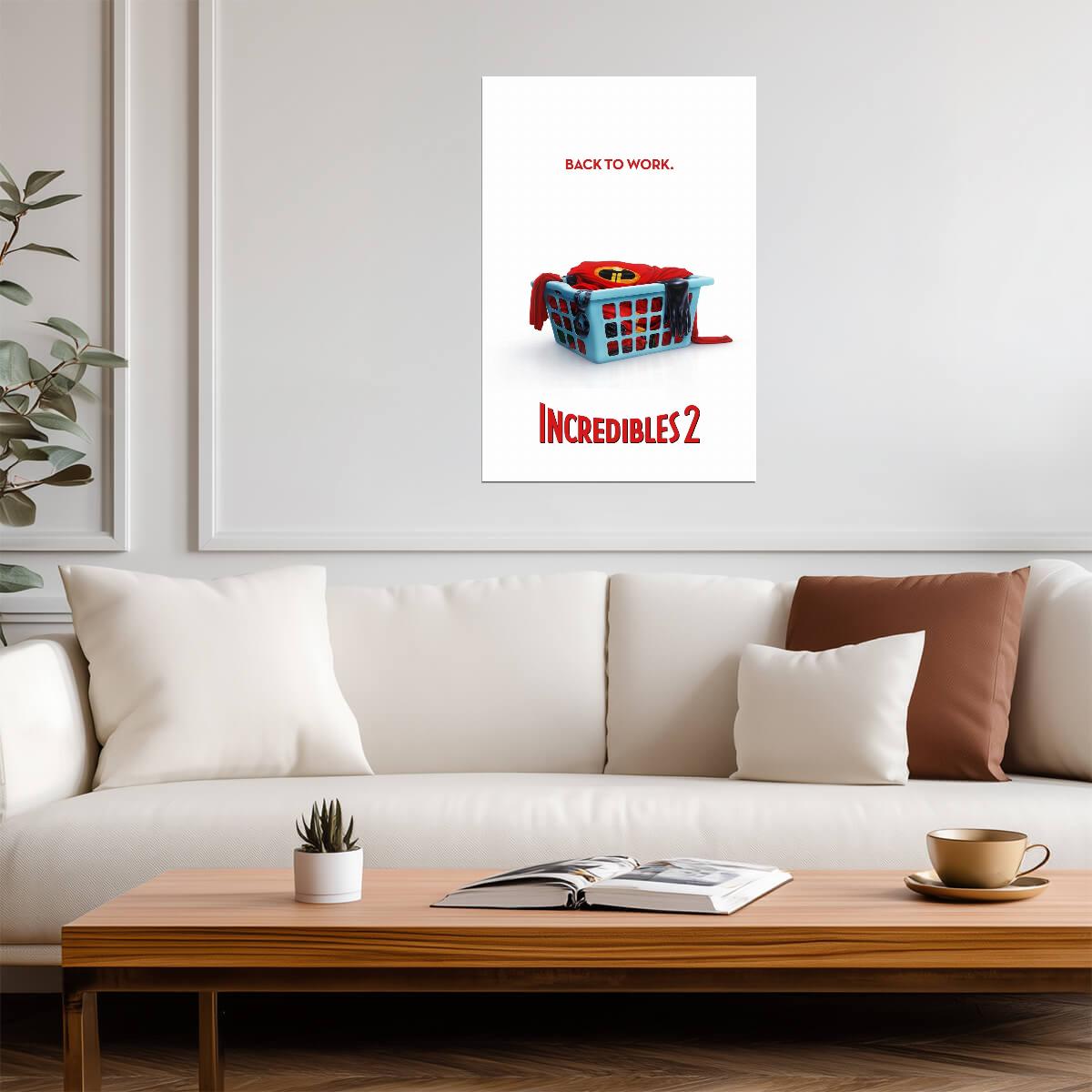 Incredibles 2 Movie Poster | Back to Work Laundry Basket - Movies & TV Poster